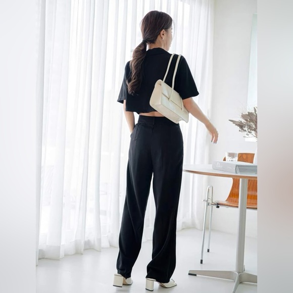 Black Crop Blazer/Blouse Short Sleeve S New - Picture 2 of 12